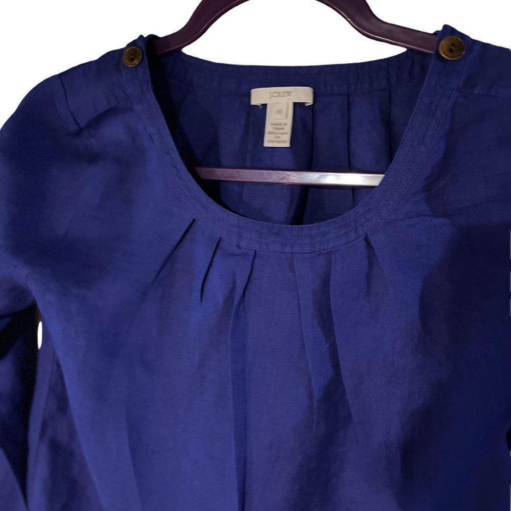 J.Crew 100% Purple linen long sleeve w cuff buttons Sz 00